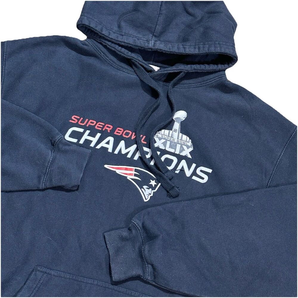 New England Patriots NFL Super Bowl Champions XLIX Men's Navy Hoodie Large